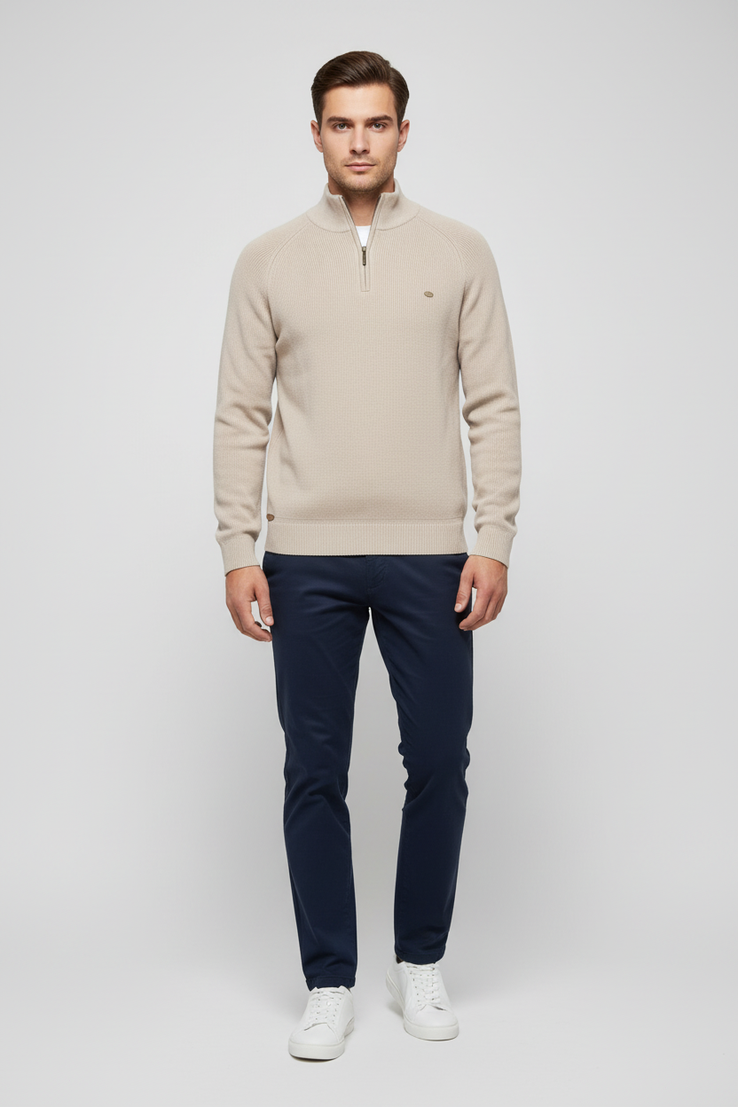 Lugane - Herren Premium Pullover mit halbem Reißverschluss