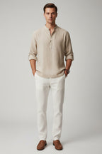 Lugane - Herren Langarm Henley-Hemd mit Stehkragen – Lässig für Freizeit und Urlaub