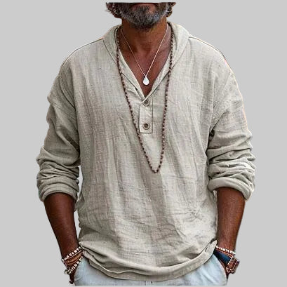 Lugane - Herren-Leinenhemd mit langen Ärmeln