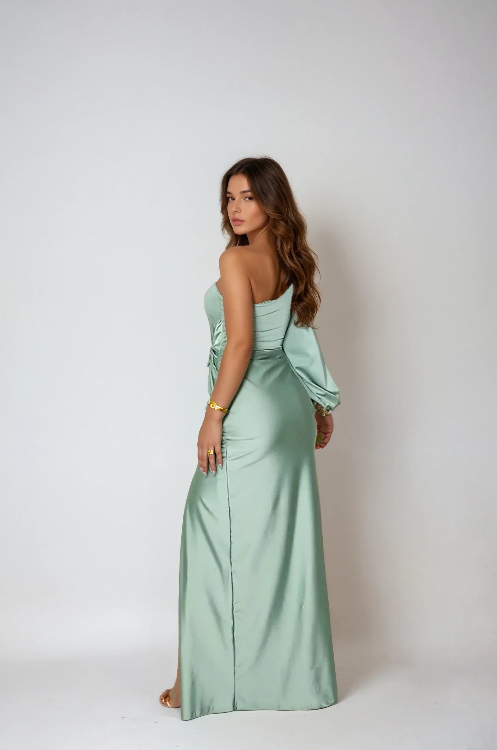 Lugane – Satin-Kleid mit Ein-Schulter-Design