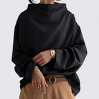 Lugane - Oversized Damenbluse mit langen Ärmeln und weitem Ausschnitt