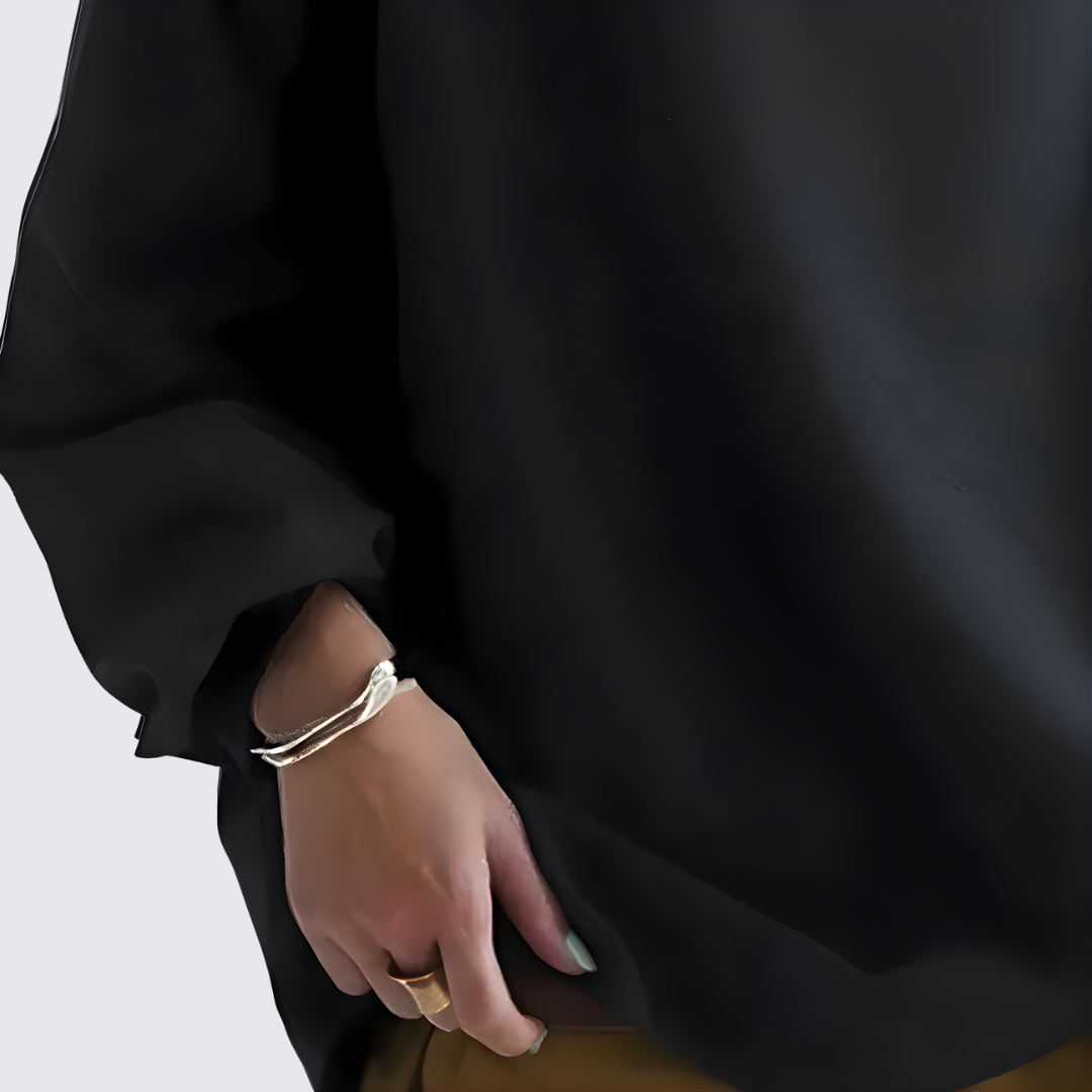 Lugane - Oversized Damenbluse mit langen Ärmeln und weitem Ausschnitt