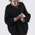 Lugane - Frauen Rundhals Oversize Pullover mit langen Ärmeln