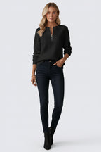 Lugane - Damen Langarm-Pullover mit Reißverschluss aus Strukturstoff