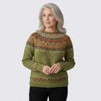 Lugane - Damen Rundhals-Pullover im Norweger-Stil mit Obermuster