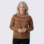 Lugane - Damen Rundhals-Pullover im Norweger-Stil mit Obermuster