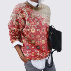 Lugane - Damen Rundhals Pullover – Strickdesign mit Patchwork-Muster