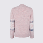 Lugane - Frauenpullover mit Stehkragen – Norweger-Stil – Gestreiftes Muster