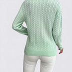 Lugane - Frauen Rundhals Pullover mit Zopfmuster – Langarm Design