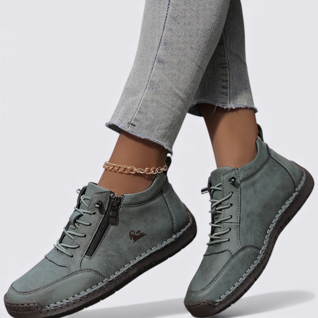 Lugane - Damen Knöchelschuhe mit Reißverschluss – Flache Sohle