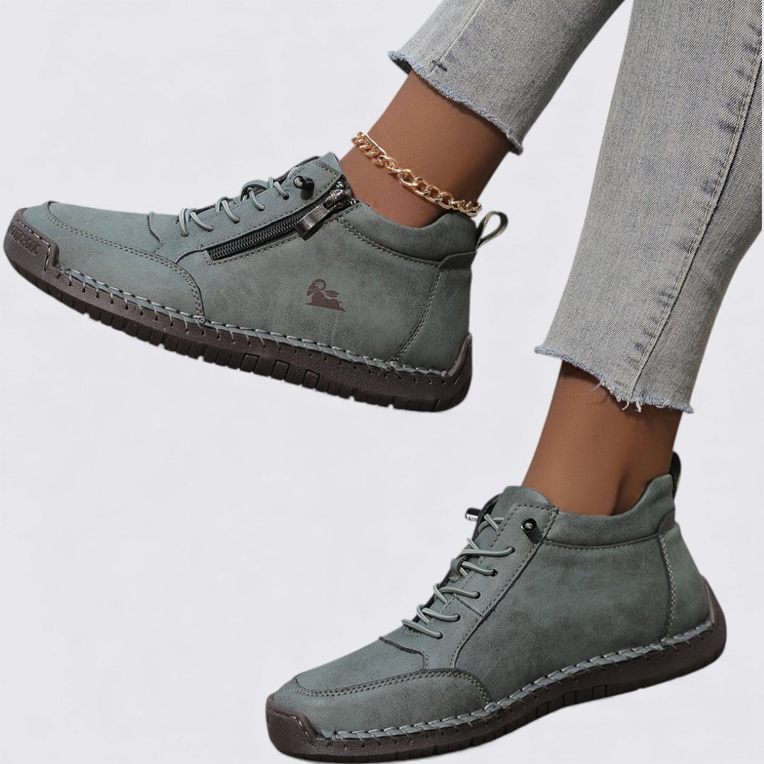 Lugane - Damen Knöchelschuhe mit Reißverschluss – Flache Sohle