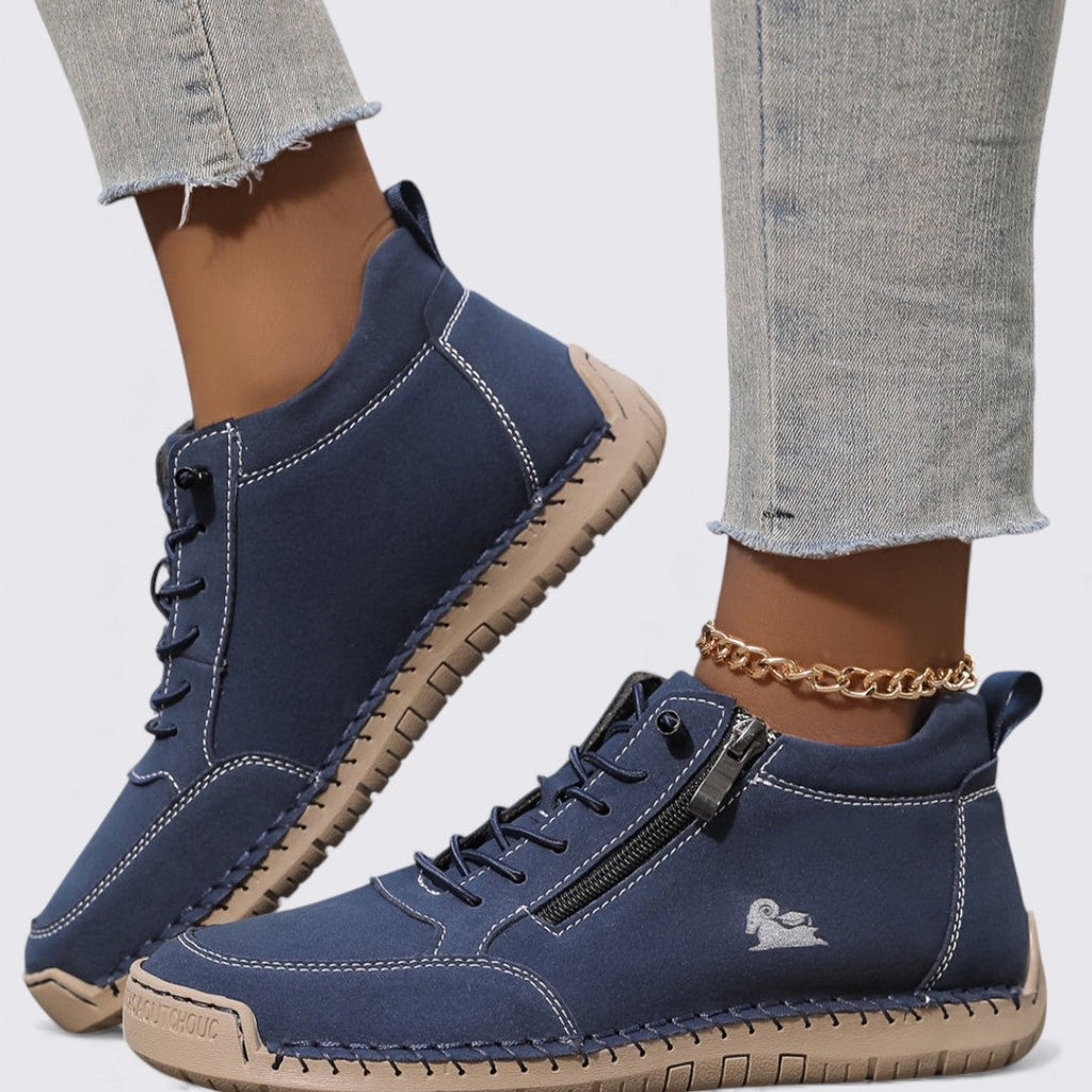 Lugane - Damen Knöchelschuhe mit Reißverschluss – Flache Sohle