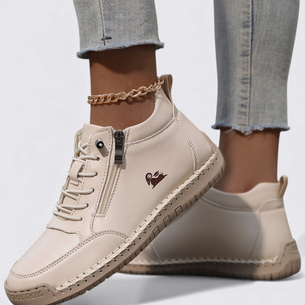 Lugane - Damen Knöchelschuhe mit Reißverschluss – Flache Sohle