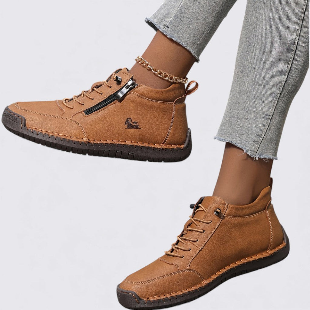 Lugane - Damen Knöchelschuhe mit Reißverschluss – Flache Sohle