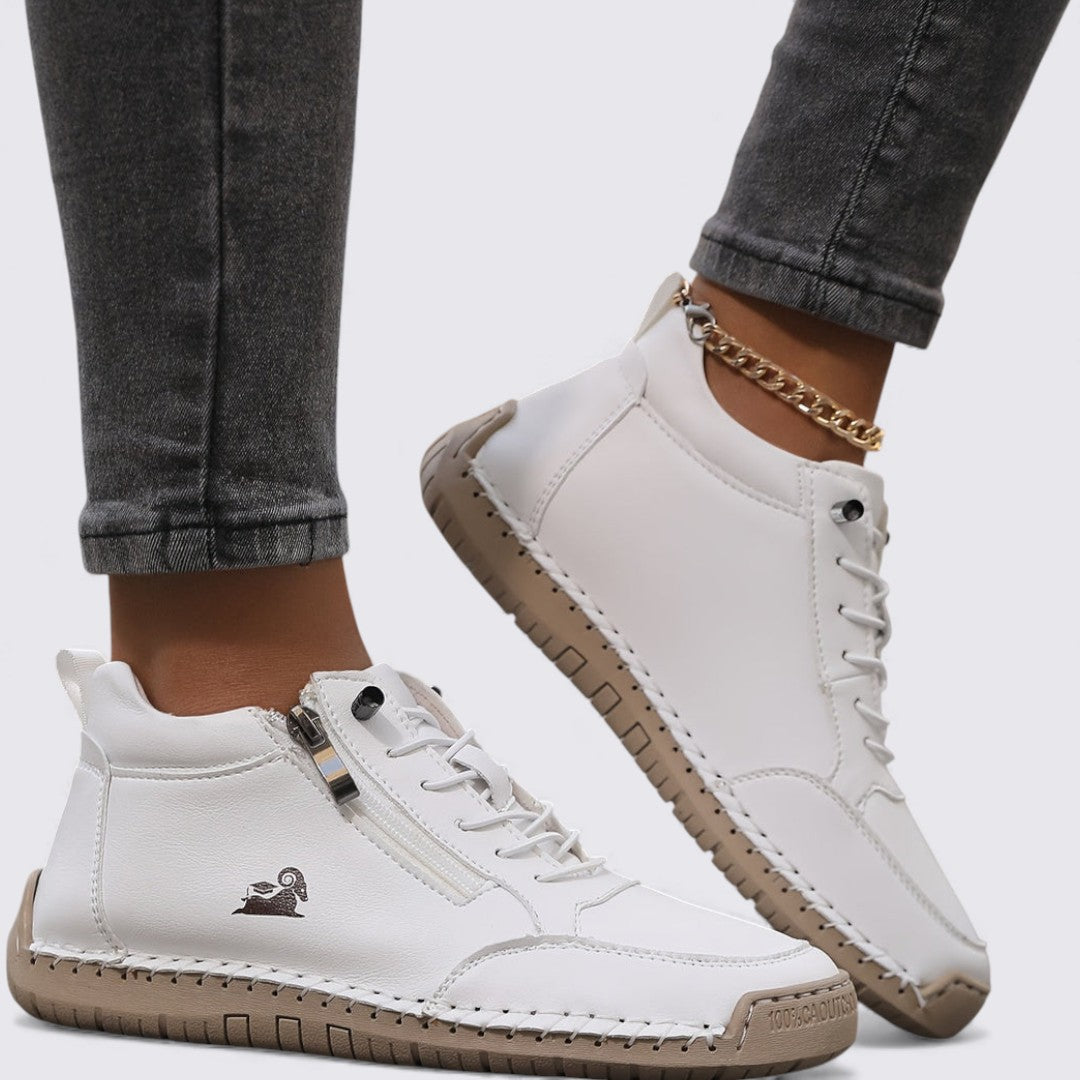 Lugane - Damen Knöchelschuhe mit Reißverschluss – Flache Sohle