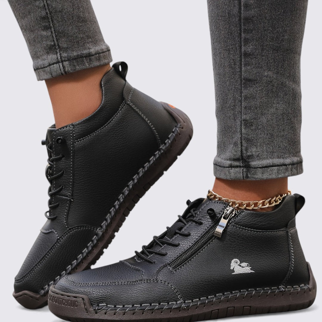 Lugane - Damen Knöchelschuhe mit Reißverschluss – Flache Sohle