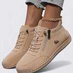 Lugane - Damen Knöchelschuhe mit Reißverschluss – Flache Sohle