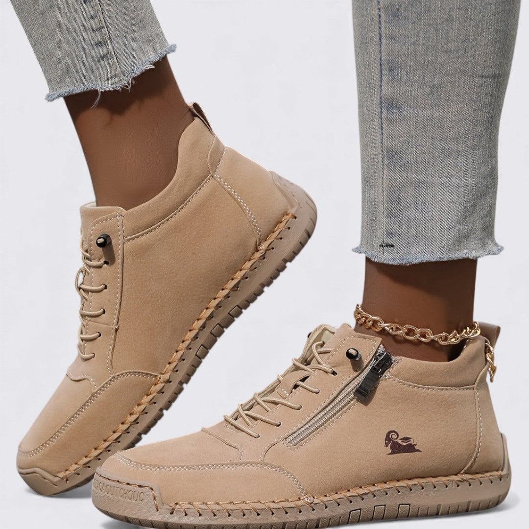 Lugane - Damen Knöchelschuhe mit Reißverschluss – Flache Sohle