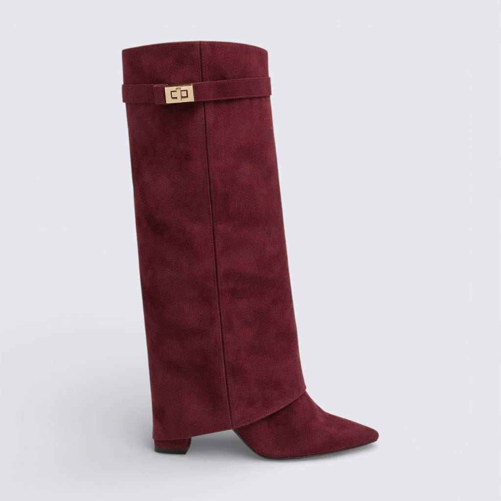 Lugane - Knöchelhohe Damenstiefel mit Schnallenriemen - Suede Shark Boots