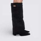 Lugane - Knöchelhohe Damenstiefel mit Schnallenriemen - Suede Shark Boots