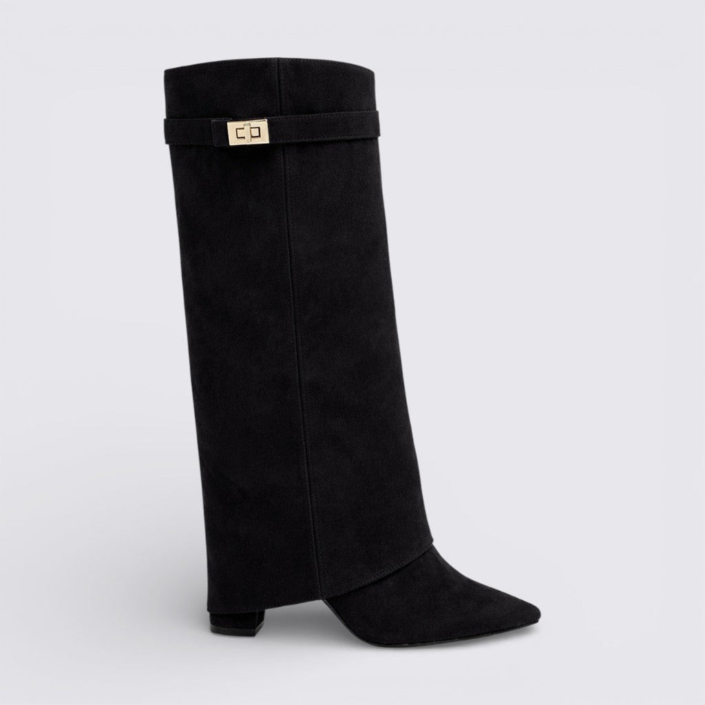 Lugane - Knöchelhohe Damenstiefel mit Schnallenriemen - Suede Shark Boots