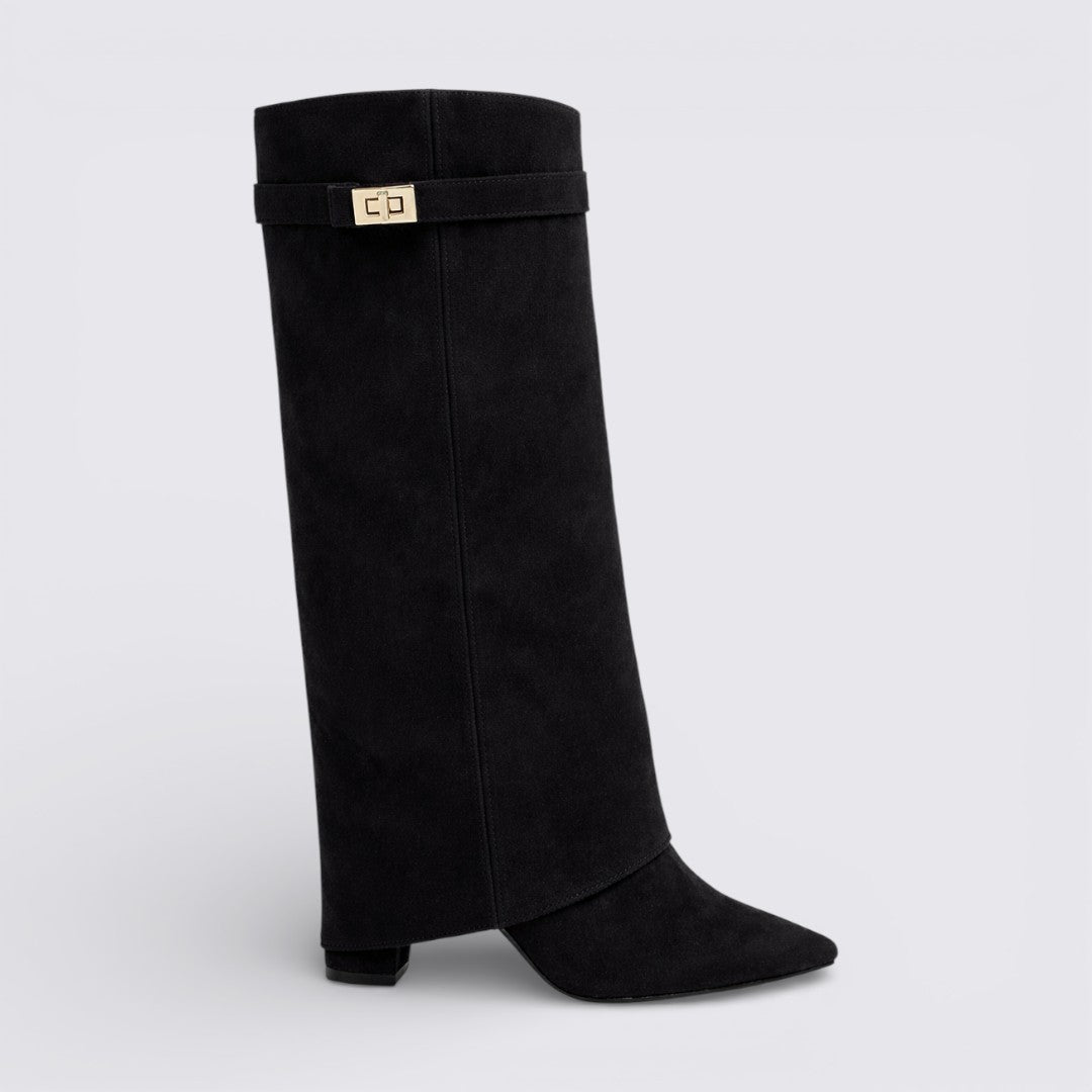 Lugane - Knöchelhohe Damenstiefel mit Schnallenriemen - Suede Shark Boots