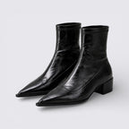 Lugane - Damen Blockabsatz Stiefelette – Mittelhoher Schaft – Spitz zulaufende Form