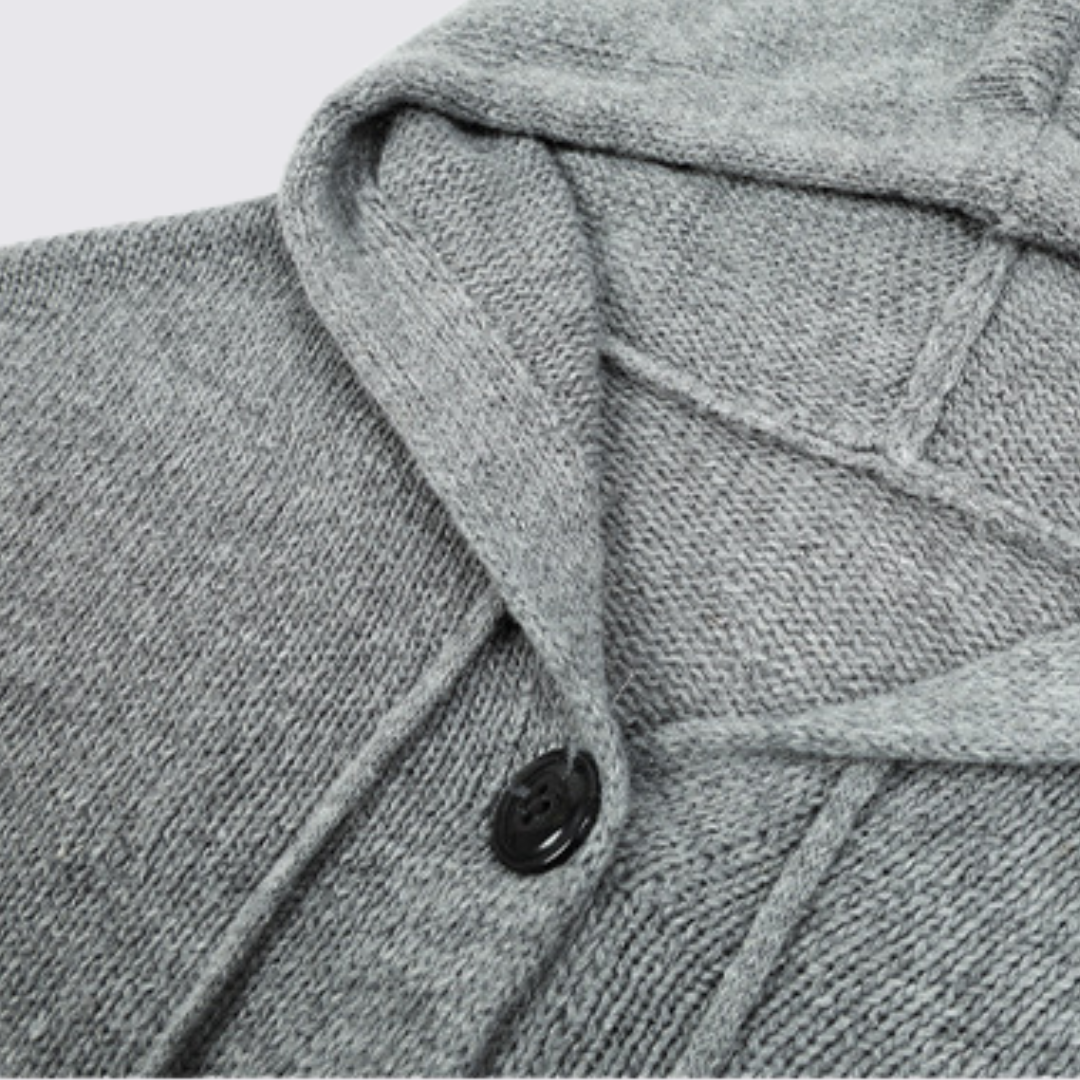 Lugane - Damen Kapuzenstrickjacke – Bequeme Strickjacke mit Kapuze