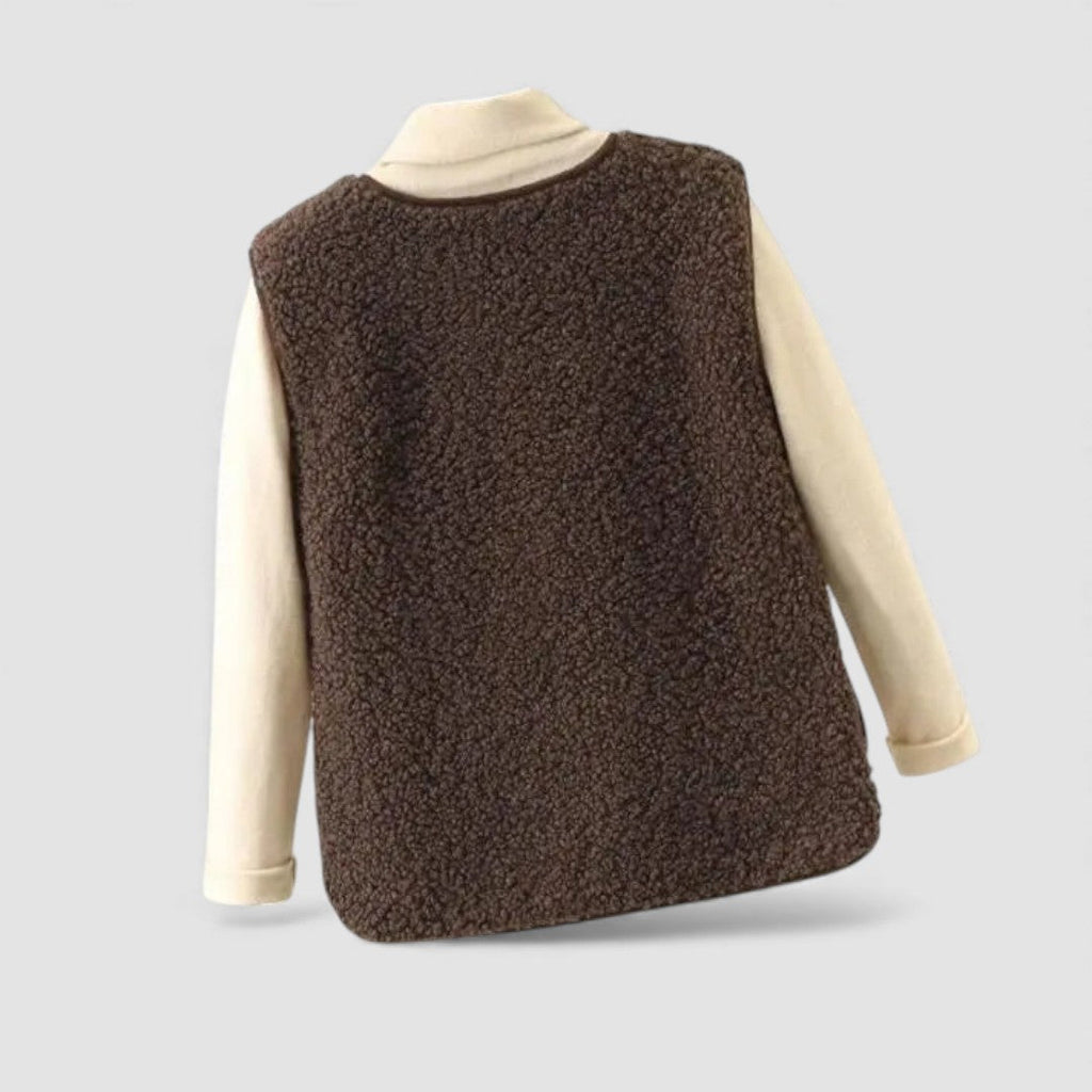 Lugane - Damen Teddy Weste – Ärmellose Jacke mit praktischen Taschen