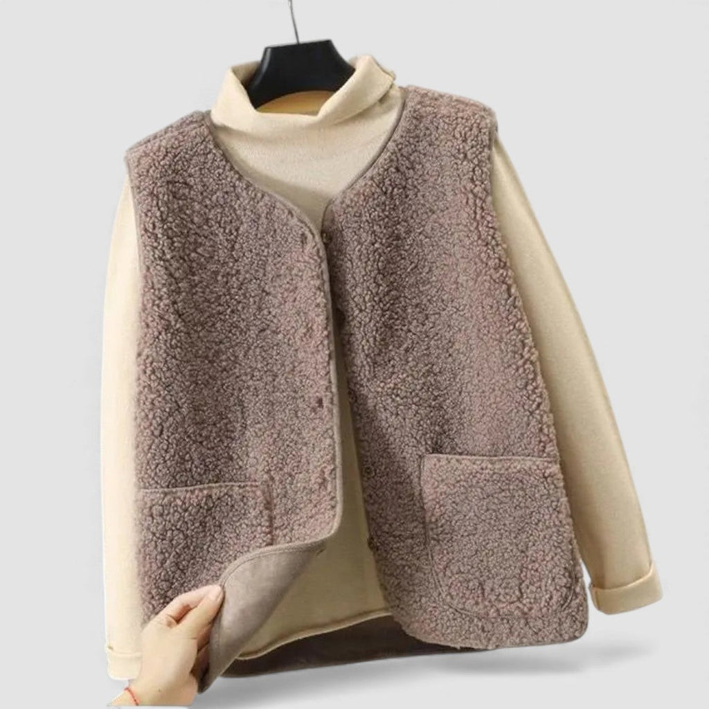 Lugane - Damen Teddy Weste – Ärmellose Jacke mit praktischen Taschen