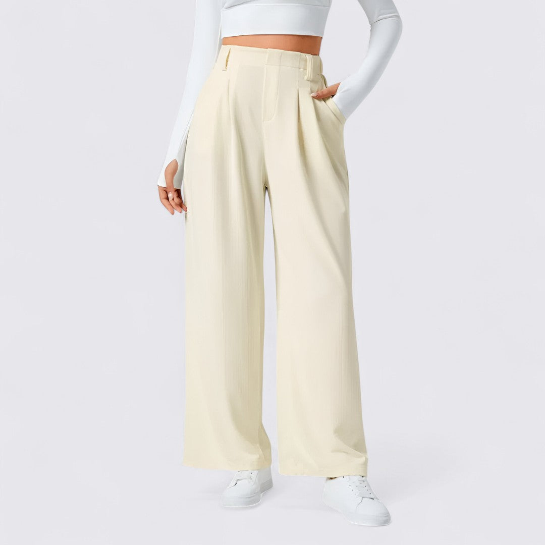 Lugane - Elegante Damen Palazzo Hose mit Hohem Bund und Weitem Bein