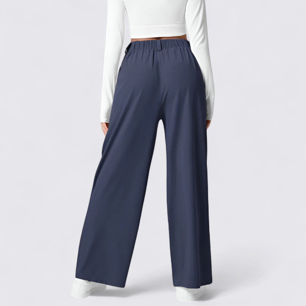 Lugane - Elegante Damen Palazzo Hose mit Hohem Bund und Weitem Bein