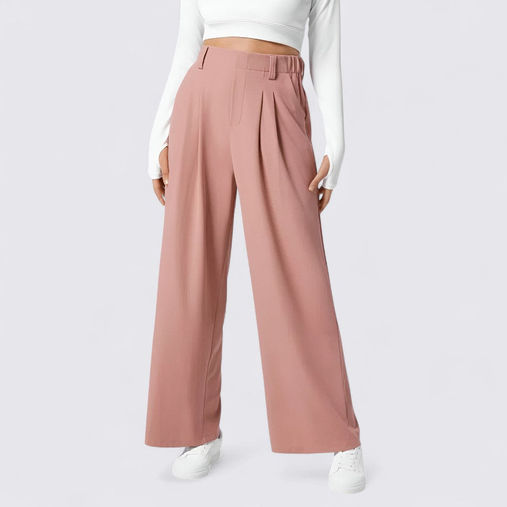 Lugane - Elegante Damen Palazzo Hose mit Hohem Bund und Weitem Bein