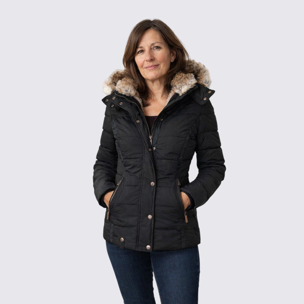 Lugane - Damen Winterjacke mit Fleece-Kapuze - Gefütterte Steppjacke für optimale Wärme