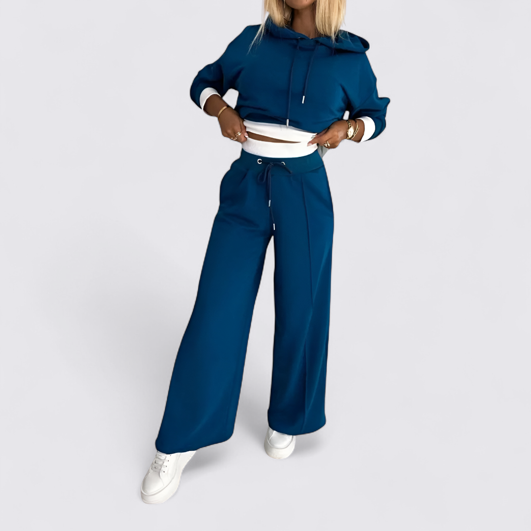 Lugane - Damen Hoodie und Weite Hose Set – Lässiger Stil – Moderner Schnitt