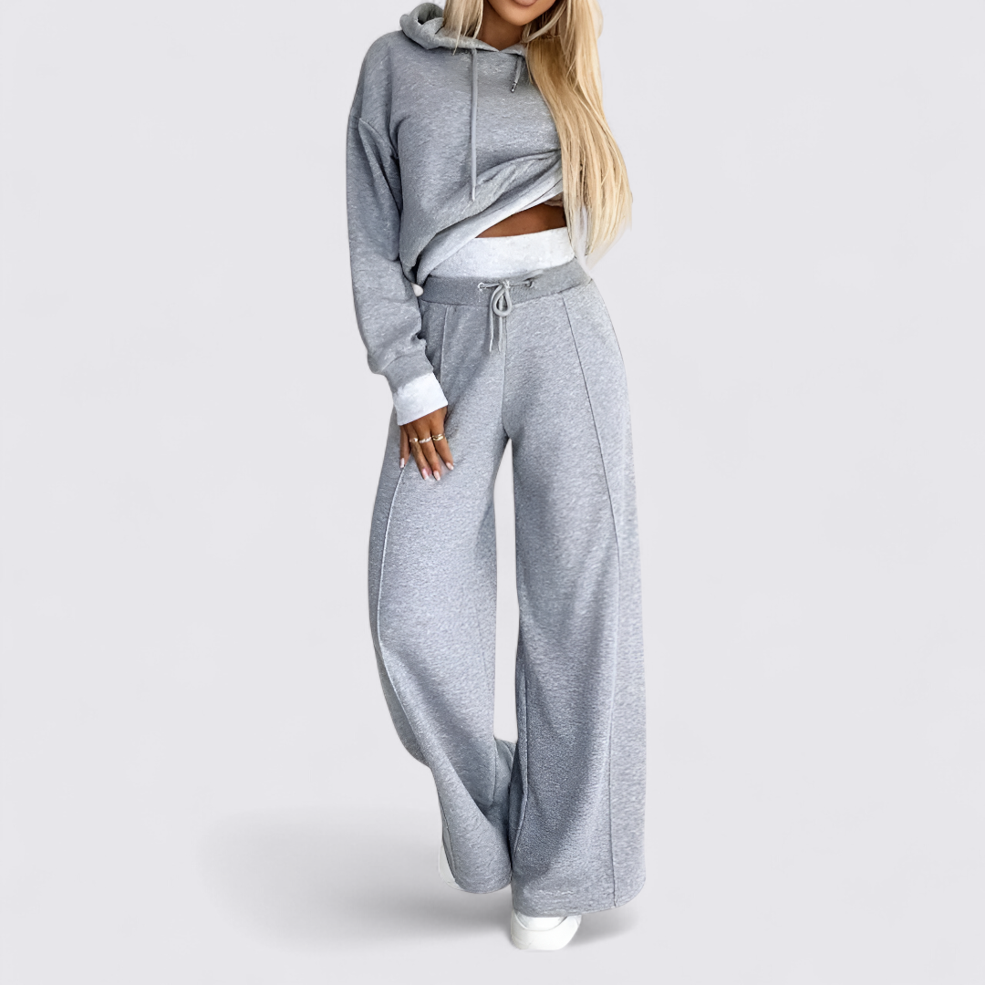 Lugane - Damen Hoodie und Weite Hose Set – Lässiger Stil – Moderner Schnitt