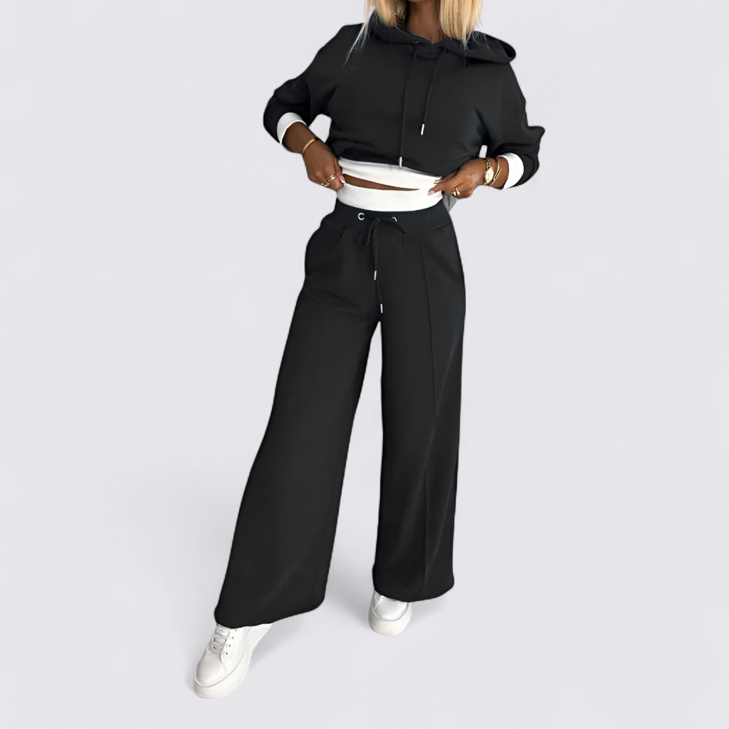 Lugane - Damen Hoodie und Weite Hose Set – Lässiger Stil – Moderner Schnitt