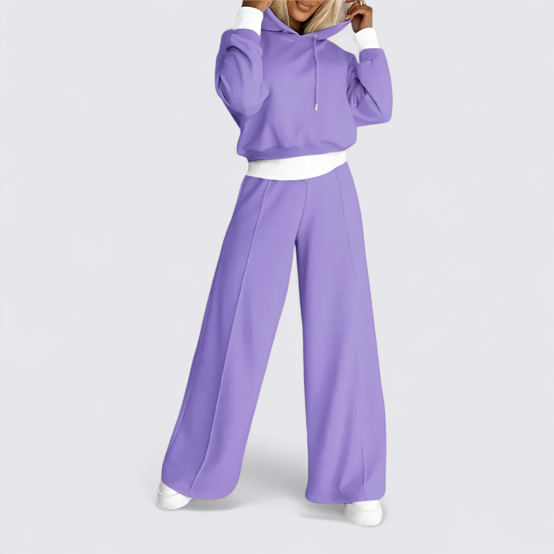 Lugane - Damen Hoodie und Weite Hose Set – Lässiger Stil – Moderner Schnitt