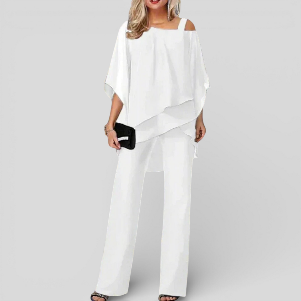 Lugane - Eleganter Damen Zweiteiler mit V-Ausschnitt und lockerem Schnitt