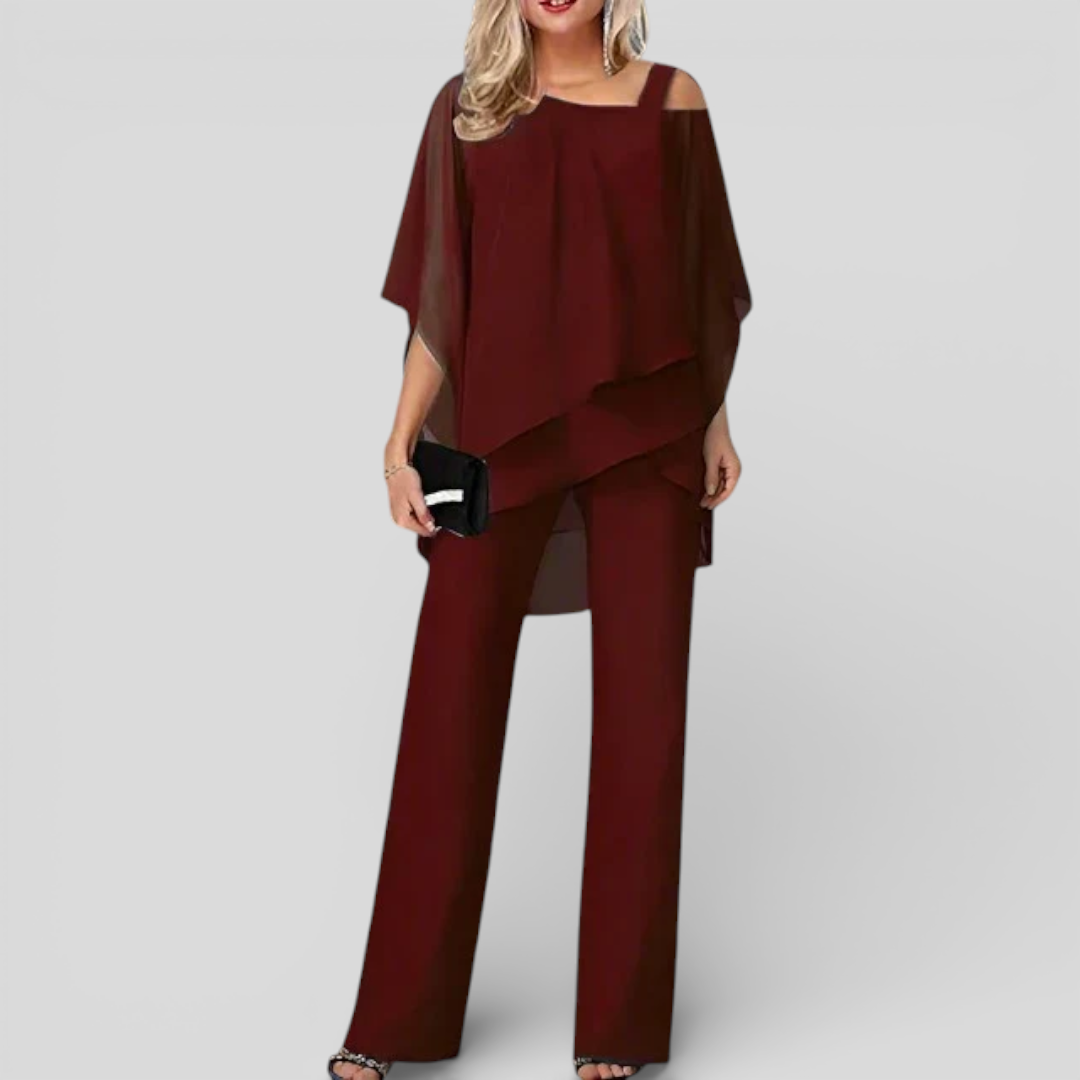 Lugane - Eleganter Damen Zweiteiler mit V-Ausschnitt und lockerem Schnitt