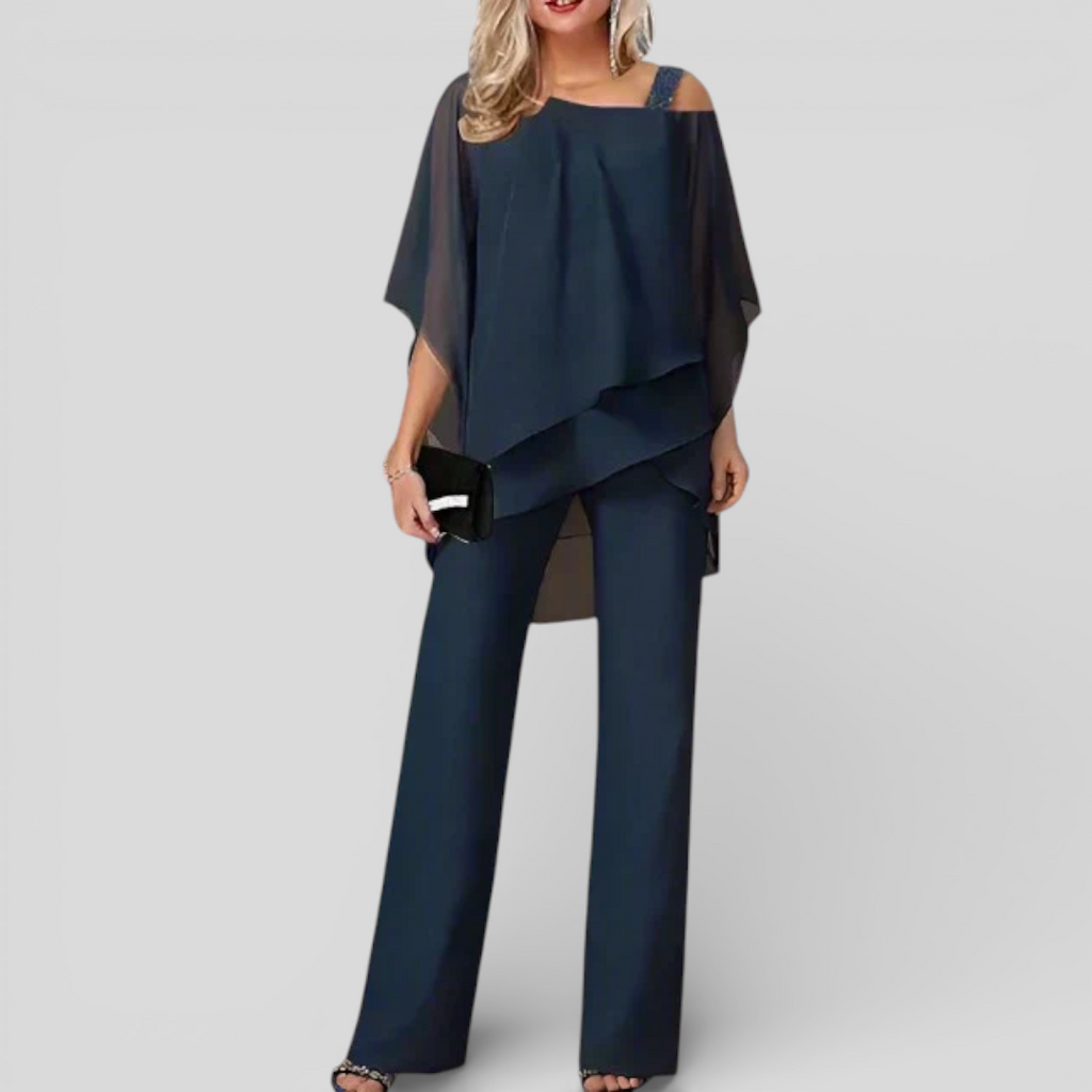 Lugane - Eleganter Damen Zweiteiler mit V-Ausschnitt und lockerem Schnitt