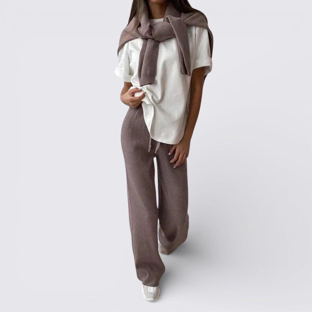 Lugane - Zweiteiliges Damen Strickset – Oberteil mit Stehkragen – Bequemer Schnitt