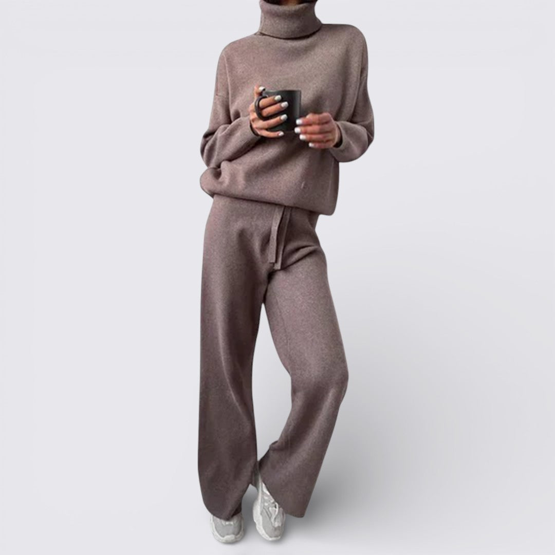 Lugane - Zweiteiliges Damen Strickset – Oberteil mit Stehkragen – Bequemer Schnitt