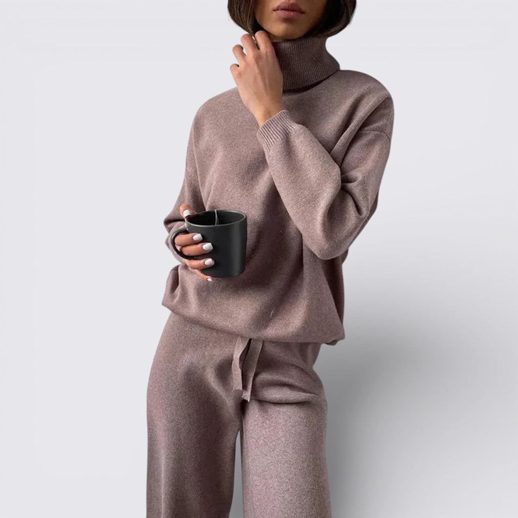 Lugane - Zweiteiliges Damen Strickset – Oberteil mit Stehkragen – Bequemer Schnitt