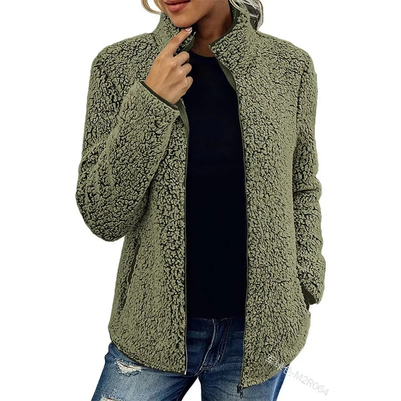 Lugane - Damen Fleece Teddyjacke mit Reißverschluss