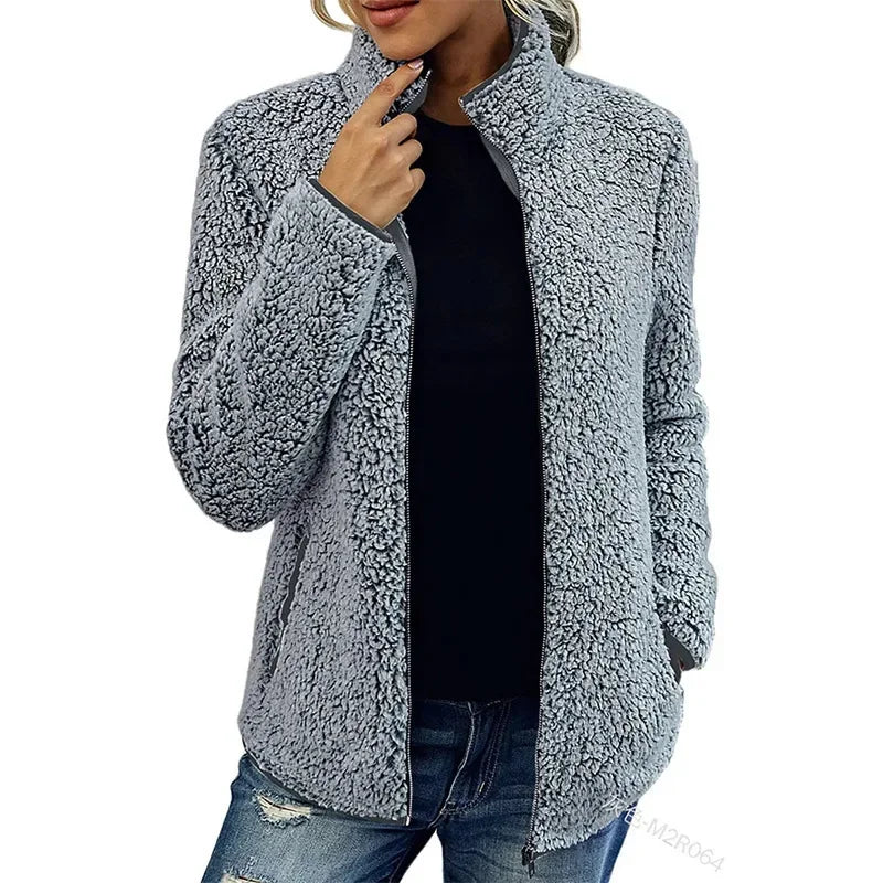 Lugane - Damen Fleece Teddyjacke mit Reißverschluss