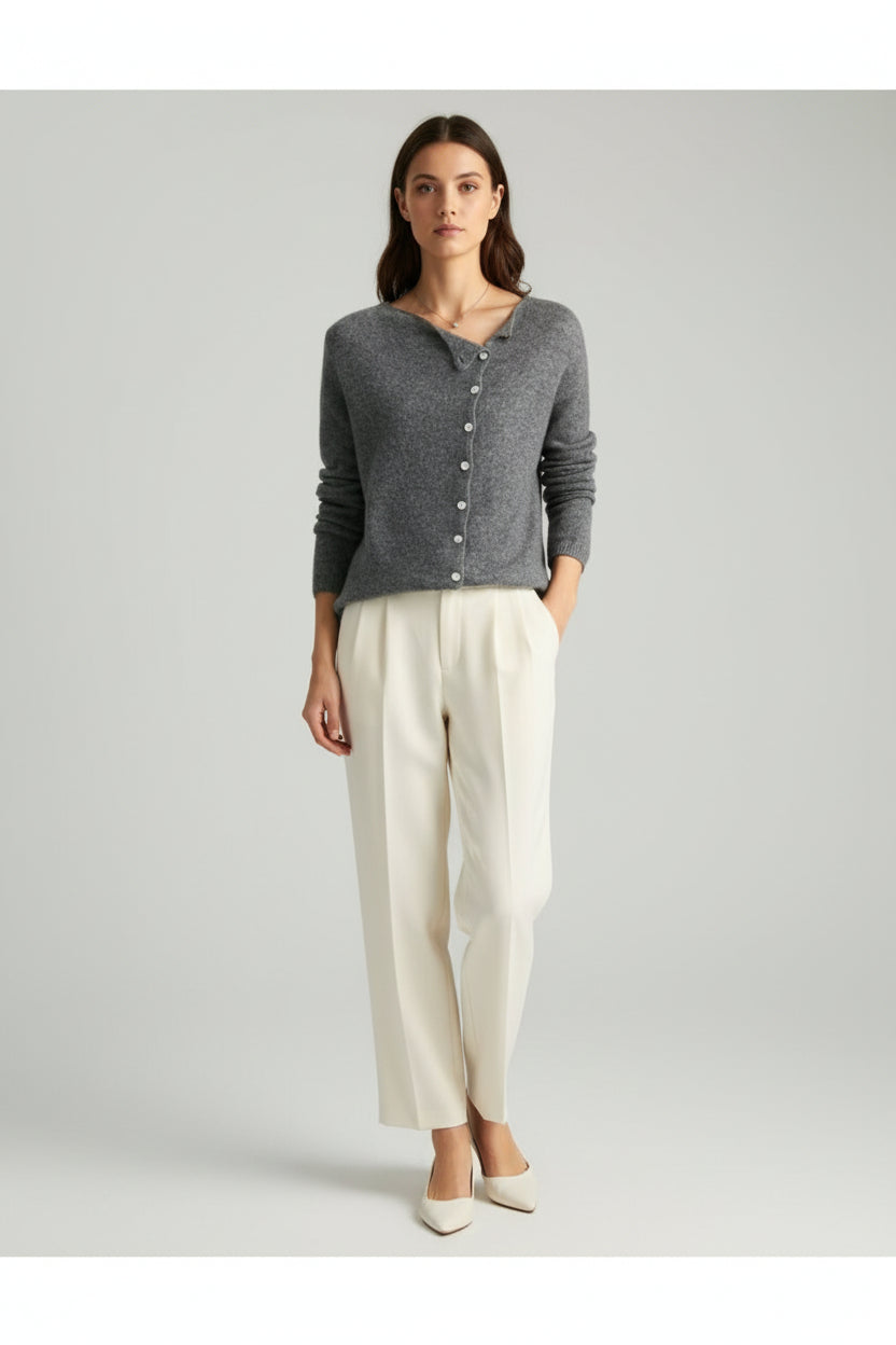 Lugane - Eleganter Damen Cardigan Pullover mit Stilvollen Knöpfen und Bequemer Passform