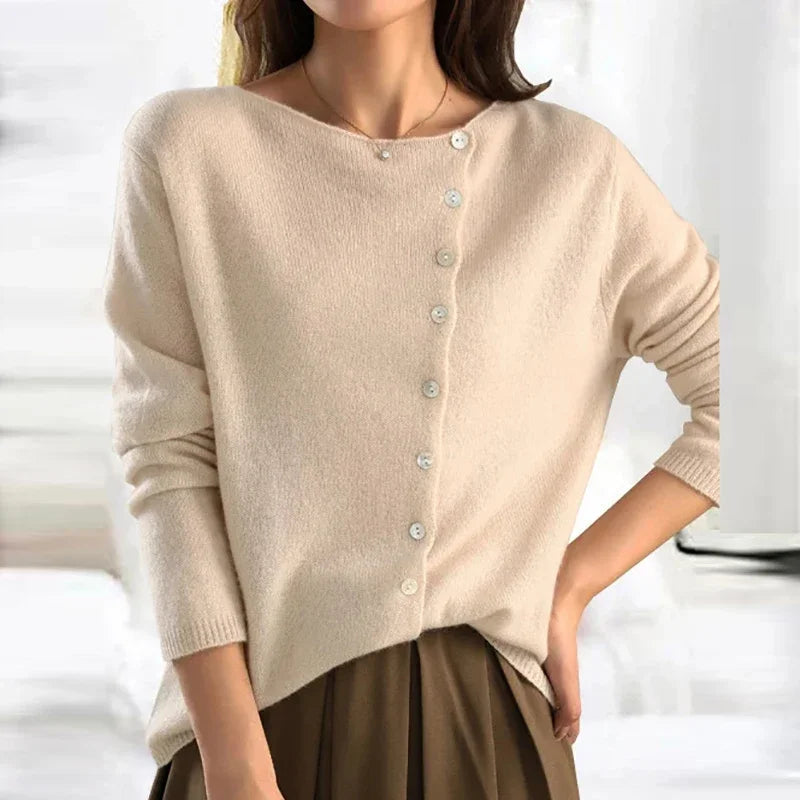 Lugane - Eleganter Damen Cardigan Pullover mit Stilvollen Knöpfen und Bequemer Passform