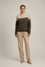 Lugane - Fischgrätmuster Damen Rollkragenpullover