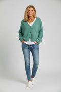 Lugane - V-Ausschnitt Damen Cardigan Weste mit Knopfdetails